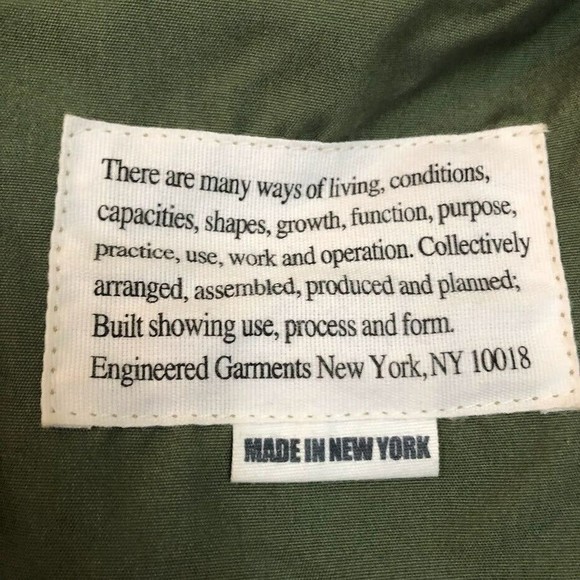 Engineered Garments FWK Women's Large Olive Green Hooded Utility Coat - Picture 4 of 6